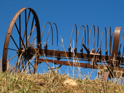 antique hayrake Oregon ranch land for sale